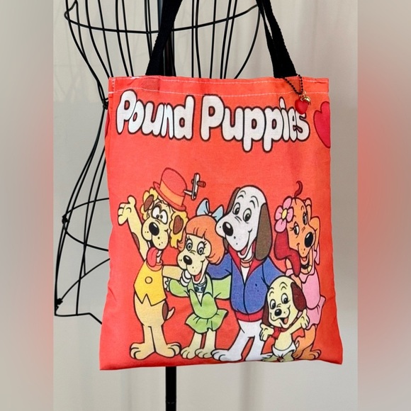 Unbranded Handbags - New Pound Puppies Retro 80s Style Shopping Bag Purse Tote w/ Heart Charm - 15”